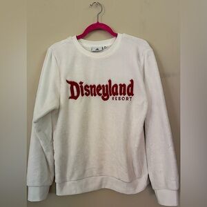 Disneyland Resort White Fuzzy Velour Sweatshirt Winter Holiday Size Small
